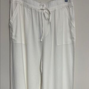 Tronjori Ivory Drawstring Wide-Leg Lounge Pants